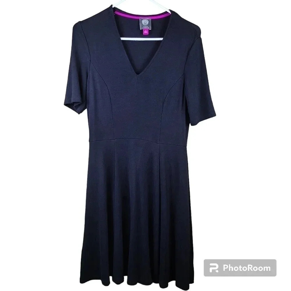 Vince Camuto jersey knit simple black dress
